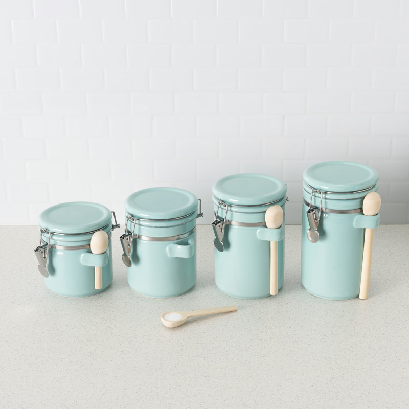 August Grove Ceramic with Spoon 4 Piece 1 qt. Kitchen Canister Set